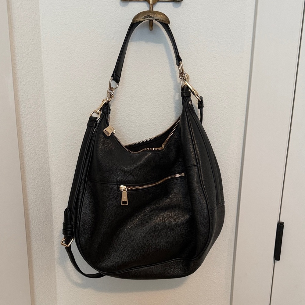 Coach Black Pebbled Leather Shoulder Hobo Bag with Gold Hardware - Picture 2 of 3